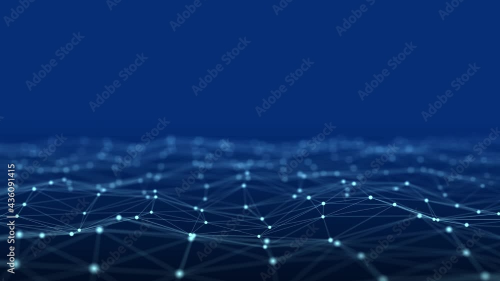 Fototapete Artificial intelligence in a network connection. Structural transmission of information. 3D rendering. Seamless loop.