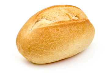 Freshly baked rustic buns, French rolls, isolated on white background. High resolution image.