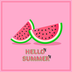 Hello Summer, Vector illustration of watermelon slices
