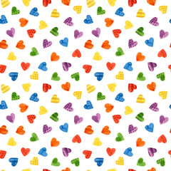 LGBT pride month seamless pattern. LGBT art, rainbow clipart for pride stickers, posters, cards. Watercolor clipart.