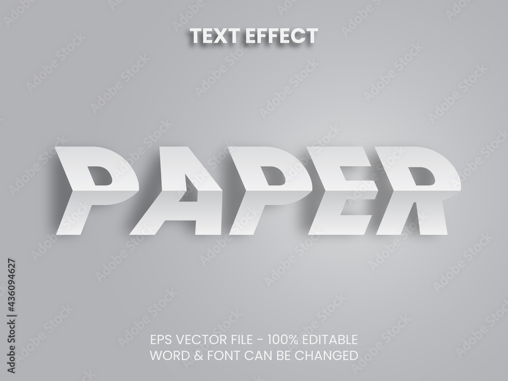 Poster folding text effect style. editable text effect vector paper theme. easy to use
