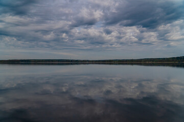 Russia. May 16, 2021. Early May morning on Sukhodol lake before dawn.