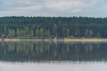 Fototapeta na wymiar Russia. May 16, 2021. Early May morning on Sukhodol lake before dawn.