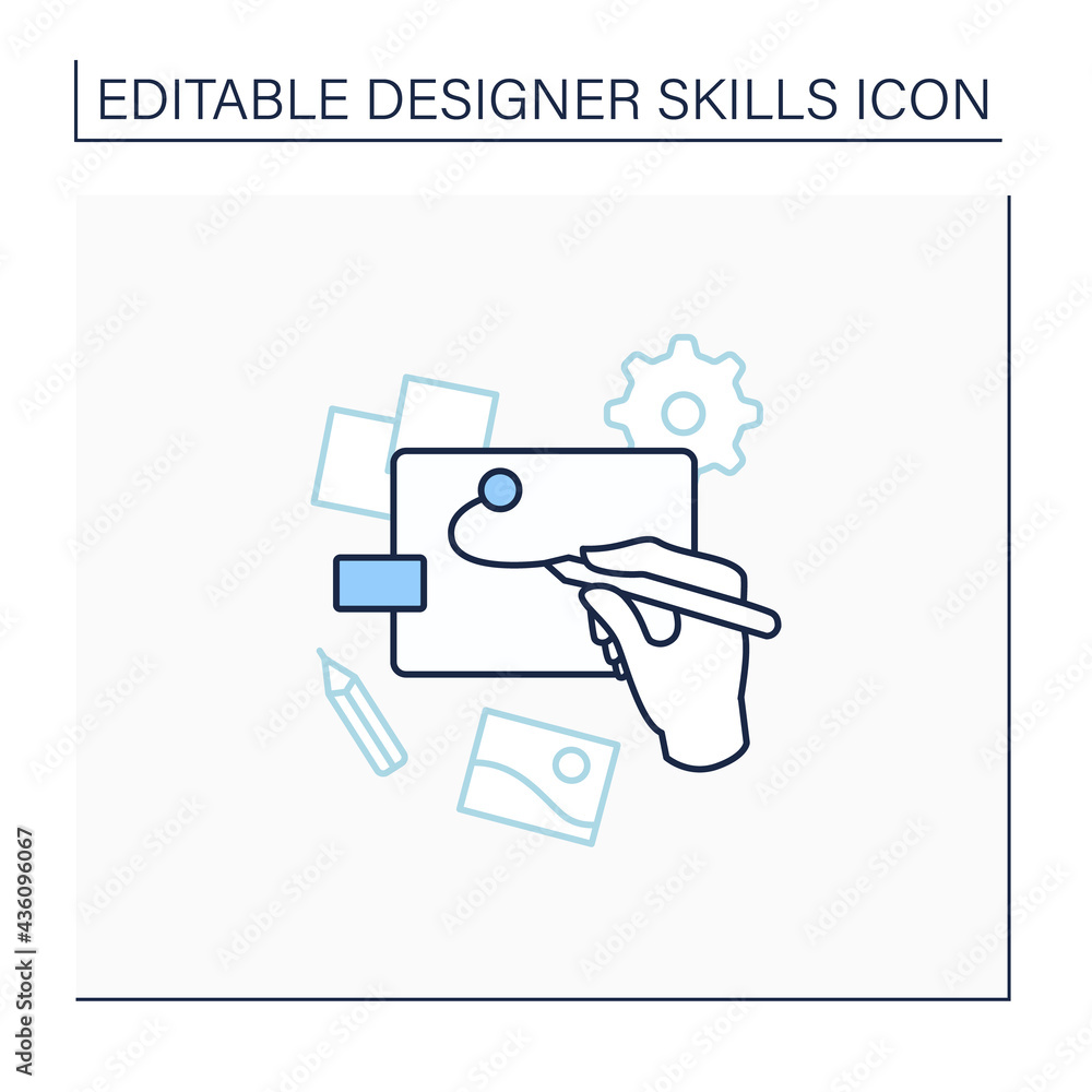 Poster sketching line icon.quick freehand drawing.draw on paper.surrounding objects,photographically accura