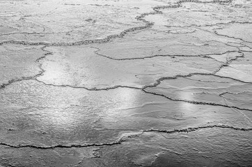Pieces of ice in Venta river, Kuldiga, Latvia.
