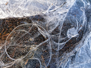 Wind created ice sculptures on a frozen Maine Lake