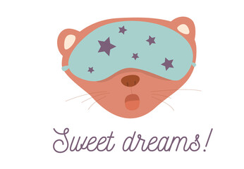 Cute childish illustration with text Pretty sable vector clip art on white background for invitations, posters, etc