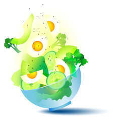 Fresh salad with avocado. Ingredients for salad 