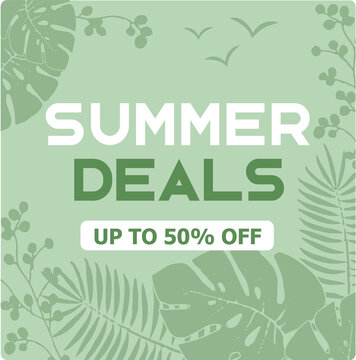 Vector best summer sales banner with up to 50 percent off details	