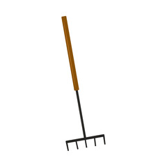 Garden tool illustration isolated on white background. Rake icon.