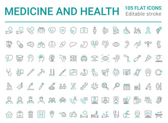 Set of line icons of medicine and health. Medical icon. Editable vector stroke.