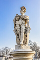 Two rings of statues at small canal in Padua Prato della Valle (Pra deła Vale) - largest square in Italy with a green island at center. Padova (Padua), Veneto, Italy.