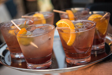Cocktail with orange slice garnish