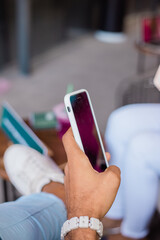 Clouse up smartphone texting chat hands