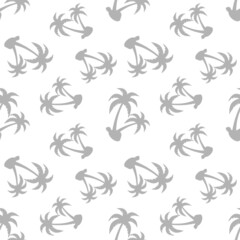 Tropical seamless pattern with palm trees on white background. Summer holidays. Vector illustration.