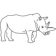 Hand Sketched, Hand Drawn Rhinoceros Vector