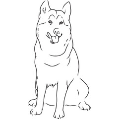 Alaskan Malamute Dog, Hand Sketched Vector Drawing