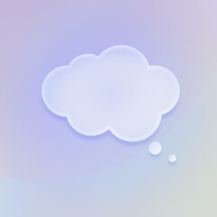 Glassmorphism - transparentny dymek czatu z oszronionego szkła na pastelowym gradientowym tle. Dialog, rozmowa. Ilustracja dla social media story, internetowe projekty, aplikacje mobilne.	