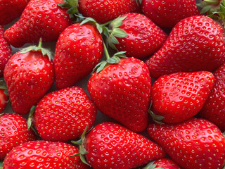 Close-up of a large number of strawberries. Natural background.