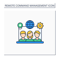 Remote team tools color icon. Connection co-workers experience. Similar priorities, interests. Non-toxic workspace. Remote management concept.Isolated vector illustration