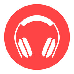 Over-ear headphones vector flat white glyph icon