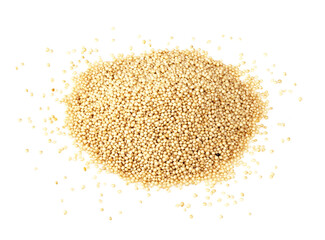 pile of amaranth grains closeup on white