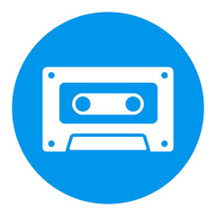 Obraz premium Audio cassette tape vector white glyph icon