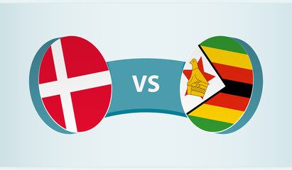 Denmark versus Zimbabwe, team sports competition concept.