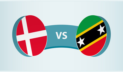 Denmark versus Saint Kitts and Nevis, team sports competition concept.