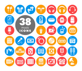 Multimedia devices and symbols glyph icons set