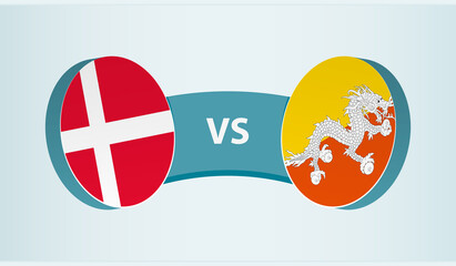 Denmark versus Bhutan, team sports competition concept.