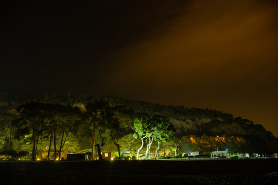 Beach at night in beldibi town kemer turkey