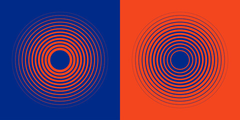 Fototapeta premium Abstract, hypnotic background with concentric circles. Colorful halftone graphic design elements. Sound wave vector illustration.