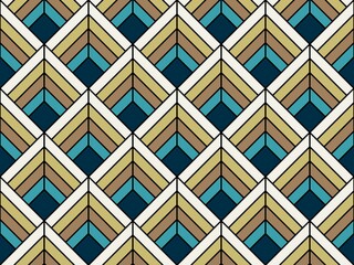 Seamless pastel pattern. Template for fabric or wrapping. Textile design. Optical illusions. Pastel colors. Modern textile. Geometric. Art Deco stylish background for cards. Blue green, olive color.