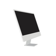 Modern Computer, Desktop Screen, Popular Computer Brand, Computer Monitor, Silver Computer Vector Illustration Background