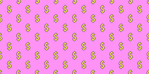 vector image of a dollar sign on a pink background. Vector dollar symbol pattern