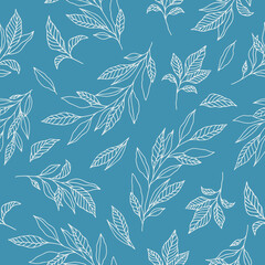 Seamless cute floral vector pattern with plant and flowers. Flower background.