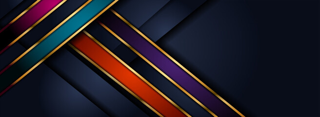 Abstract Dark Navy Background Combined with Colorful Element and Overlap Textured Layer.