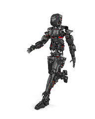 mega robot is walking on white background