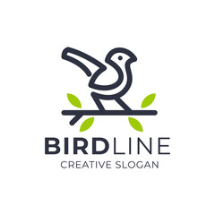 Simple Bird Line Modern Logo Template