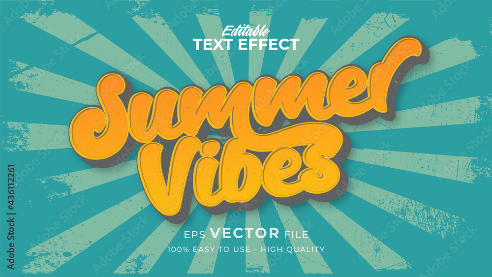 Poster editable text style effect - retro summer vibes text in grunge style theme