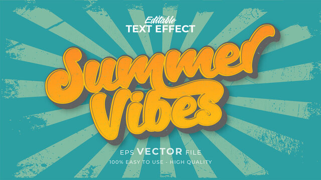 Editable text style effect - retro summer vibes text in grunge style theme