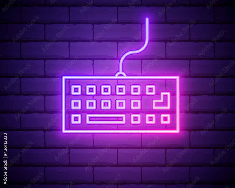 Poster keyboard neon icon. simple thin line, outline vector of computer parts icons for ui and ux, website 