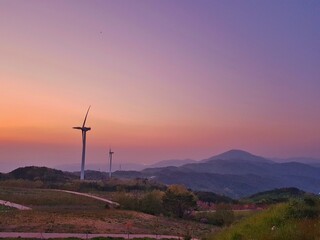 wind turbine at sunset