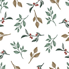 Seamless pattern with green and brown leaves. seamless pattern of leaves for fabric design