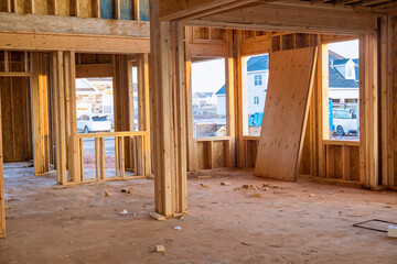 View framing unfinished of a apartment residential construction wall
