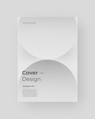 Abstract Placard, Poster, Flyer, Banner Design. Colorful illustration on vertical A4 format. 3d geometric shapes. Decorative neumorphism circles backdrop.