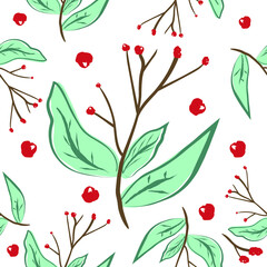 Colorful holiday plant pattern vector scattered on a white background illustration