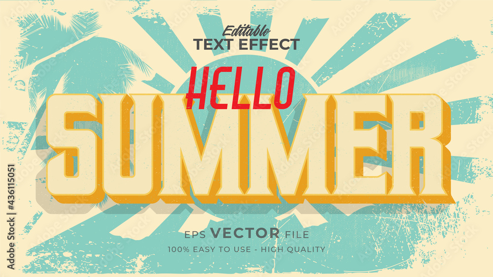 Poster editable text style effect - retro summer text in grunge style theme