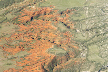 Fototapeta na wymiar Aerial View of a red rock canyon in Northern Colorado, USA
